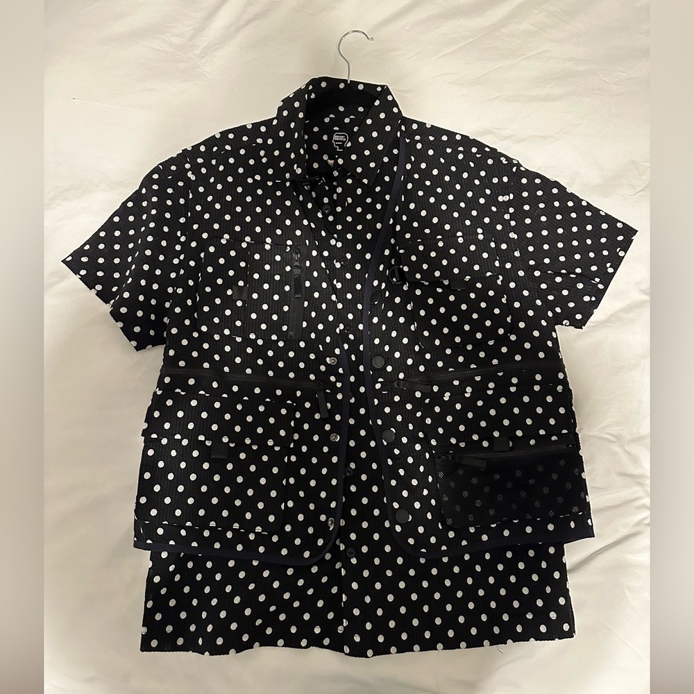 Brain Dead Seersucker Fishing Shirt - Navy - Size Medium